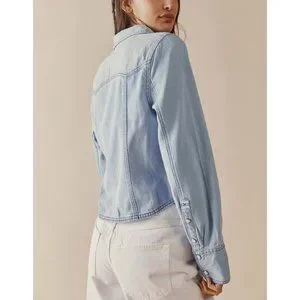 フリーピープル Free People Shrunken デニム Indigo レディース シャツ トップス Light Wash Faded Free People | Tops | Nwt Free People Shrunken Denim Indigo
